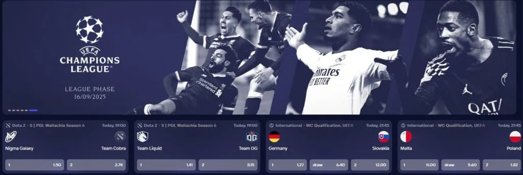 Duel sportsbook with football and Dota 2 fixtures